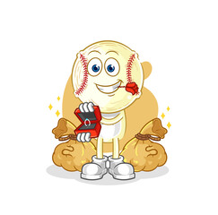 baseball head propose with ring. cartoon mascot vector
