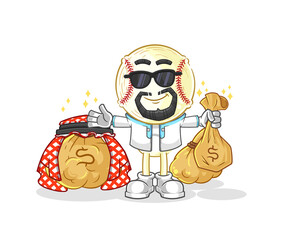 baseball head rich arabian mascot. cartoon vector
