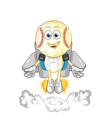baseball head with jetpack mascot. cartoon vector
