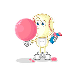baseball head chewing gum vector. cartoon character