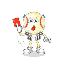 Obraz premium baseball head referee with red card illustration. character vector