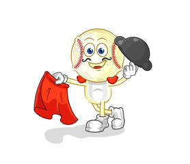 baseball head matador with red cloth illustration. character vector