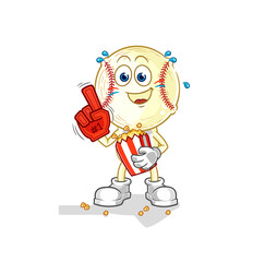 baseball head fan with popcorn illustration. character vector