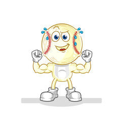 baseball head muscular cartoon. cartoon mascot vector