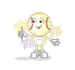 baseball head with fireworks mascot. cartoon vector