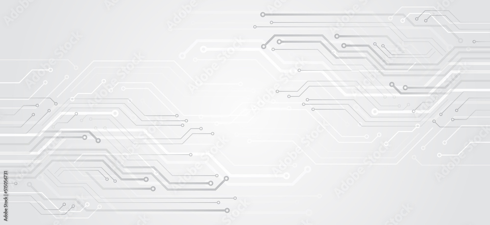 Poster Abstract innovation background from technological elements. Advanced communication technologies. Gray and white futuristic background. Vector illustration template.
