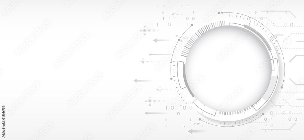 Aufkleber Abstract innovation background from technological elements. Advanced communication technologies. Gray and white futuristic background. Vector illustration template.