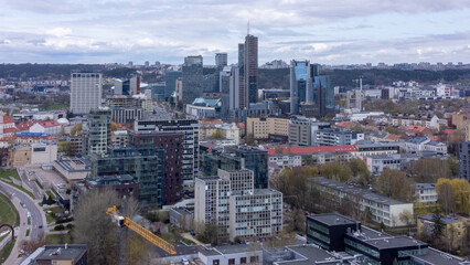 Fototapeta na wymiar Arial , Birds Eye View Of The City Of Vilnius drone photography