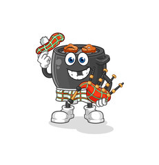 barbecue scottish with bagpipes vector. cartoon character
