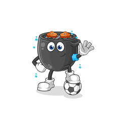 barbecue playing soccer illustration. character vector