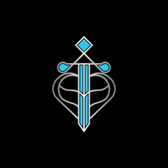 Sword Whale Love Luxury Logo Design