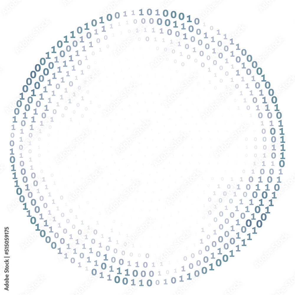Poster Digital binary round frame of zeros and ones