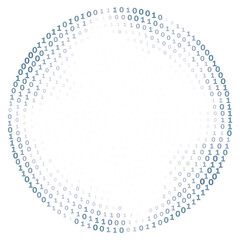 Digital binary round frame of zeros and ones - obrazy, fototapety, plakaty