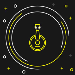 Line Banjo icon isolated on black background. Musical instrument. Colorful outline concept. Vector