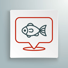 Line Location fishing icon isolated on white background. Fishing place. Colorful outline concept. Vector