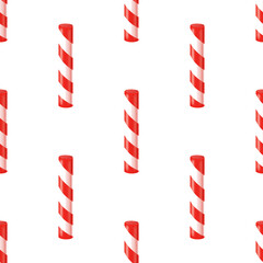 seamless pattern with red and white striped candy sticks. Sweets pattern