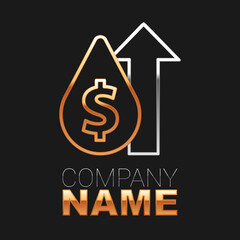 Line Oil price increase icon isolated on black background. Oil industry crisis concept. Colorful outline concept. Vector