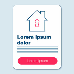 Line House under protection icon isolated on grey background. Home and shield. Protection, safety, security, protect, defense concept. Colorful outline concept. Vector