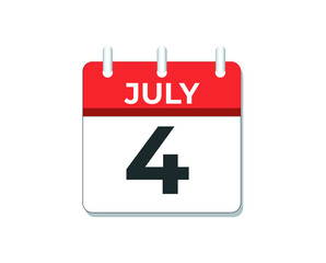 July, 4th calendar icon vector, concept of Independence Day (United States)
