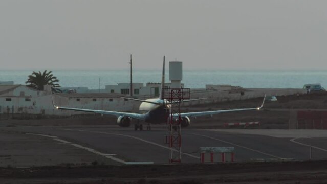 Airplane taxiing at the airport