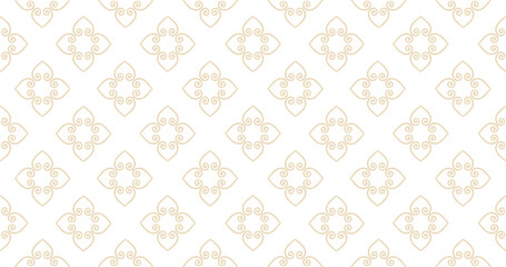 Abstract seamless pattern. Arabic line ornament with geometric shapes. Linear floral ornamental texture. Artistic backdrop in arab orient textile style.