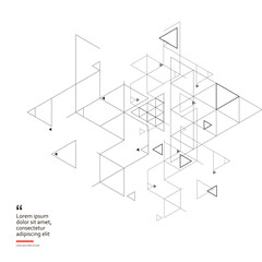 Abstract pattern technology banner. Connecting lines and dots. Hexagon and triangles design. Construction element network. Chemical strand illustration