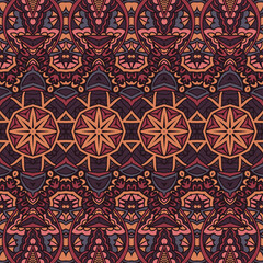Indian tribal seamless pattern fort fabric. Bohemian Intricate ornament style . Ethnic doodle handdrawn arts.