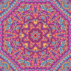 Abstract festive colorful floral vector mandala ethnic tribal pattern