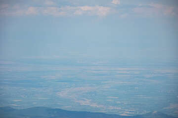 blue sky and clouds from mountain peak