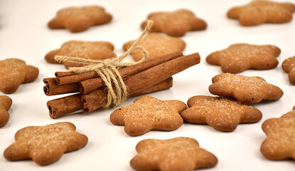 Cookies in the form of stars with cinnamon and sugar