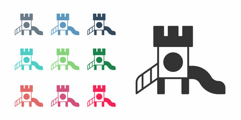 Black Slide playground icon isolated on white background. Childrens slide. Set icons colorful. Vector