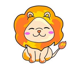 Cute lion illustration with a happy smiling child