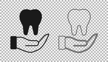 Black Tooth icon isolated on transparent background. Tooth symbol for dentistry clinic or dentist medical center and toothpaste package. Vector