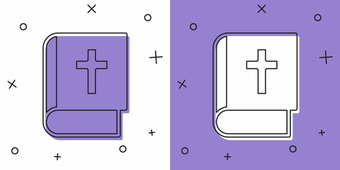 Set Holy bible book icon isolated on white and purple background. Vector