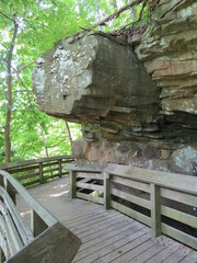boardwalk around sandstone and shale cliffs