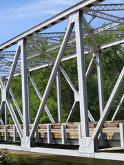 steel bridge with trees