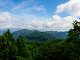 Fototapeta na wymiar 比叡山から眺める京都の山々