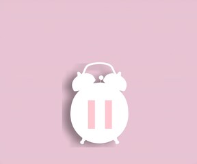 Menopause concept, pause sign on a white alarm clock on pink background. Minimal concept hormone replacement therapy.
