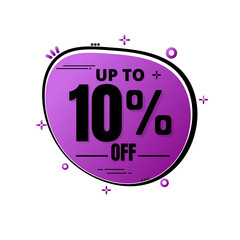 10% percent off, UP to super discount, Purple design with icons and details, mega sale. vector illustration, Ten