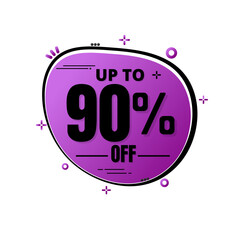 90% percent off, UP to super discount, Purple design with icons and details, mega sale. vector illustration, Ninety 