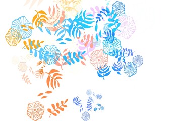 Fototapeta na wymiar Light Blue, Yellow vector doodle layout with leaves, flowers.