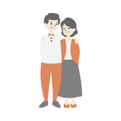Obraz premium 肩を組んで寄り添う中年夫婦