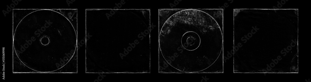Poster set of old paper texture in square frame for cover art. grungy frame in black background. can be use