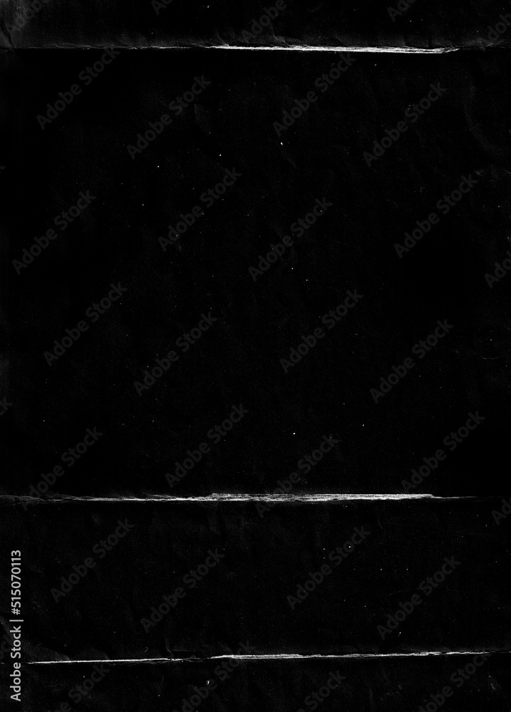 Poster Folded paper with grungy texture in black background. can be used to replicate the aged and worn look for your creative design. old paper for photo texture overlay in retro style