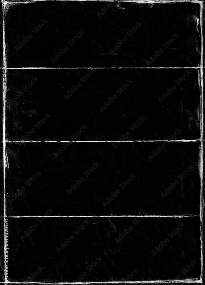 Aufkleber Folded paper with grungy texture in black background. can be used to replicate the aged and worn look for your creative design. old paper for photo texture overlay in retro style
