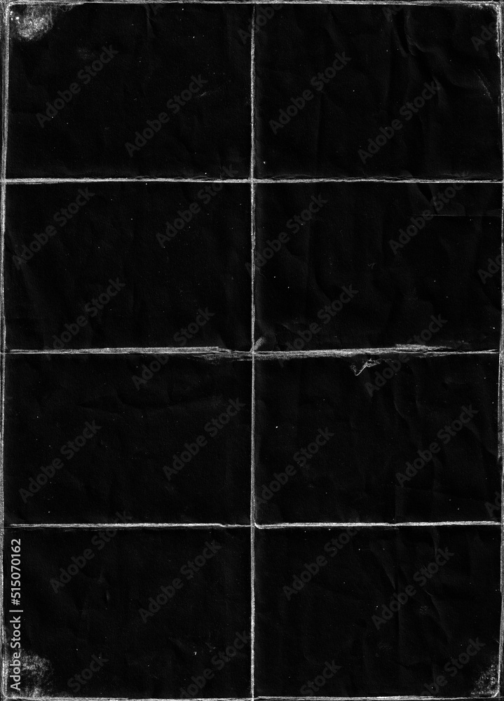 Poster Folded paper with grungy texture in black background. can be used to replicate the aged and worn look for your creative design. old paper for photo texture overlay in retro style