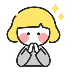 頼みごとをしているかわいい女の子のイラスト