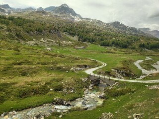 Fototapeta na wymiar Rugged landscape in Bernina region, Canton Graubunden, Switzerland.