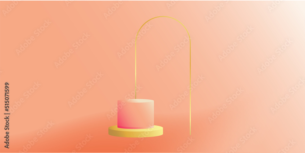 Poster product podium in pastel colors with a minimalist style. trendy background with an empty podium to display cosmetic products. feminine 3D objects in a clean and simple wallpaper design