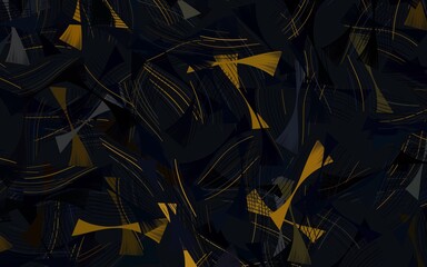 Dark Yellow vector background with curved lines.